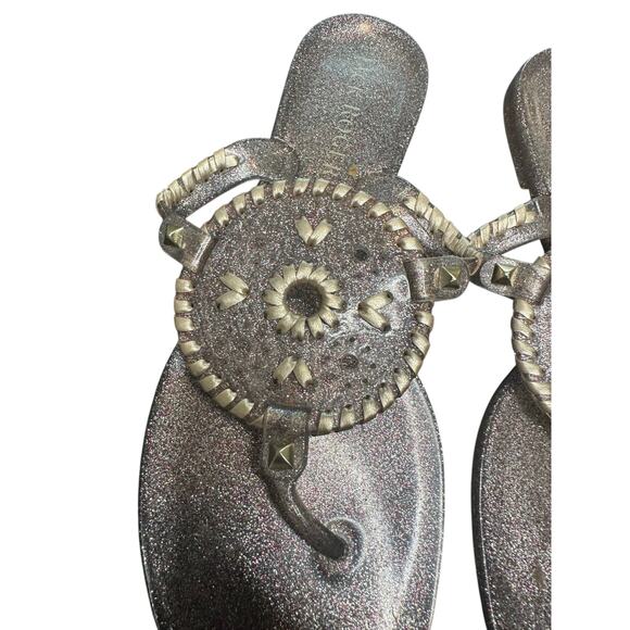 Jack Rogers Silver Glitter Georgica Jelly Whipstick Thong Sandal Size 9 - Picture 3 of 7